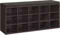 Shoe Bench with 15 Compartments - Storage Bench with Padded Seat