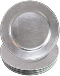 Silver Plastic Beaded Charger Plates 13 in - Pack of 12 for Events