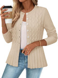 Cable Knit Peplum Cardigan Sweater - Cozy Fall Staple