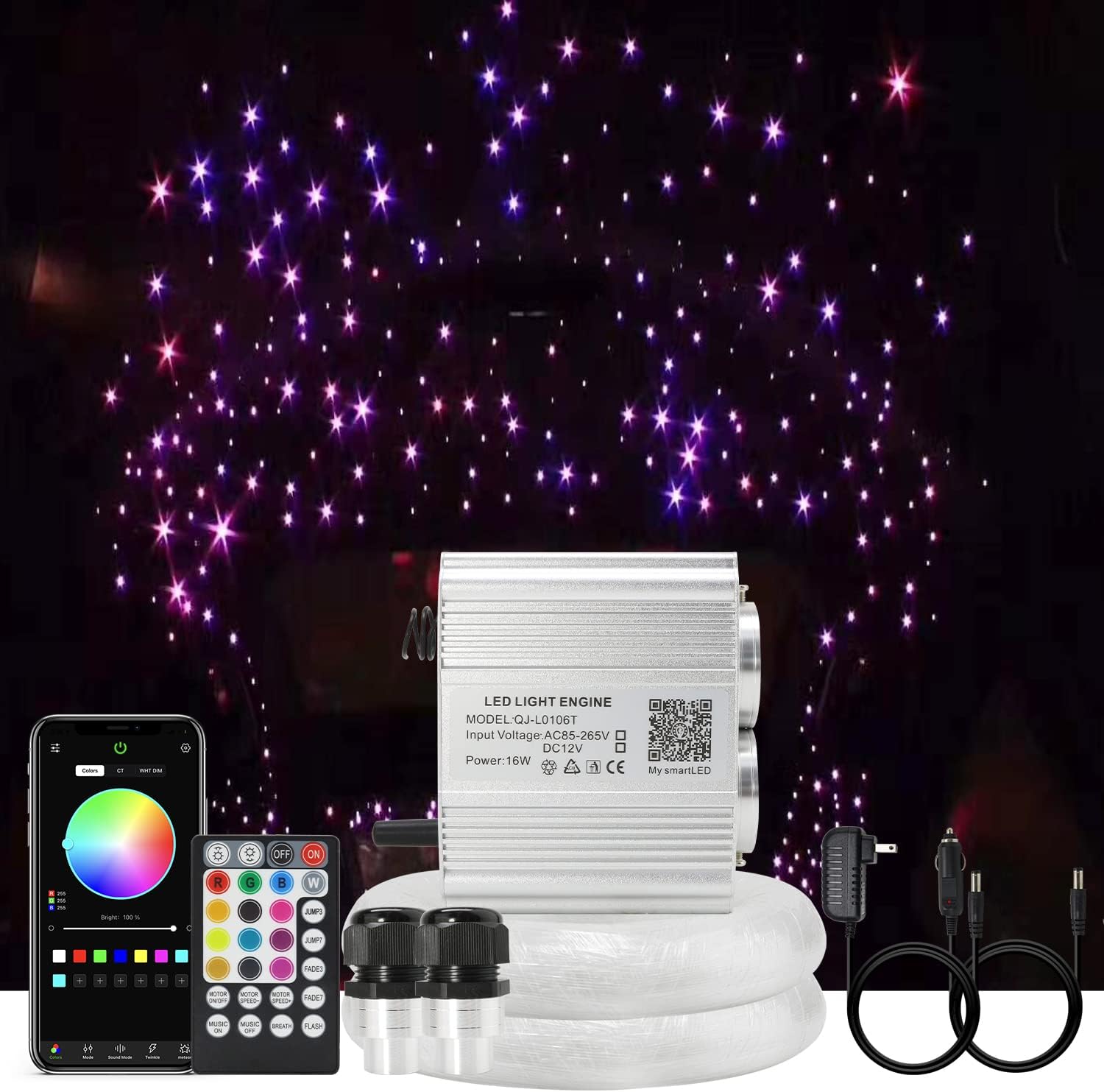 AKEPO Upgraded 16W Dual Head Twinkle Fiber Optic Lights Kit
