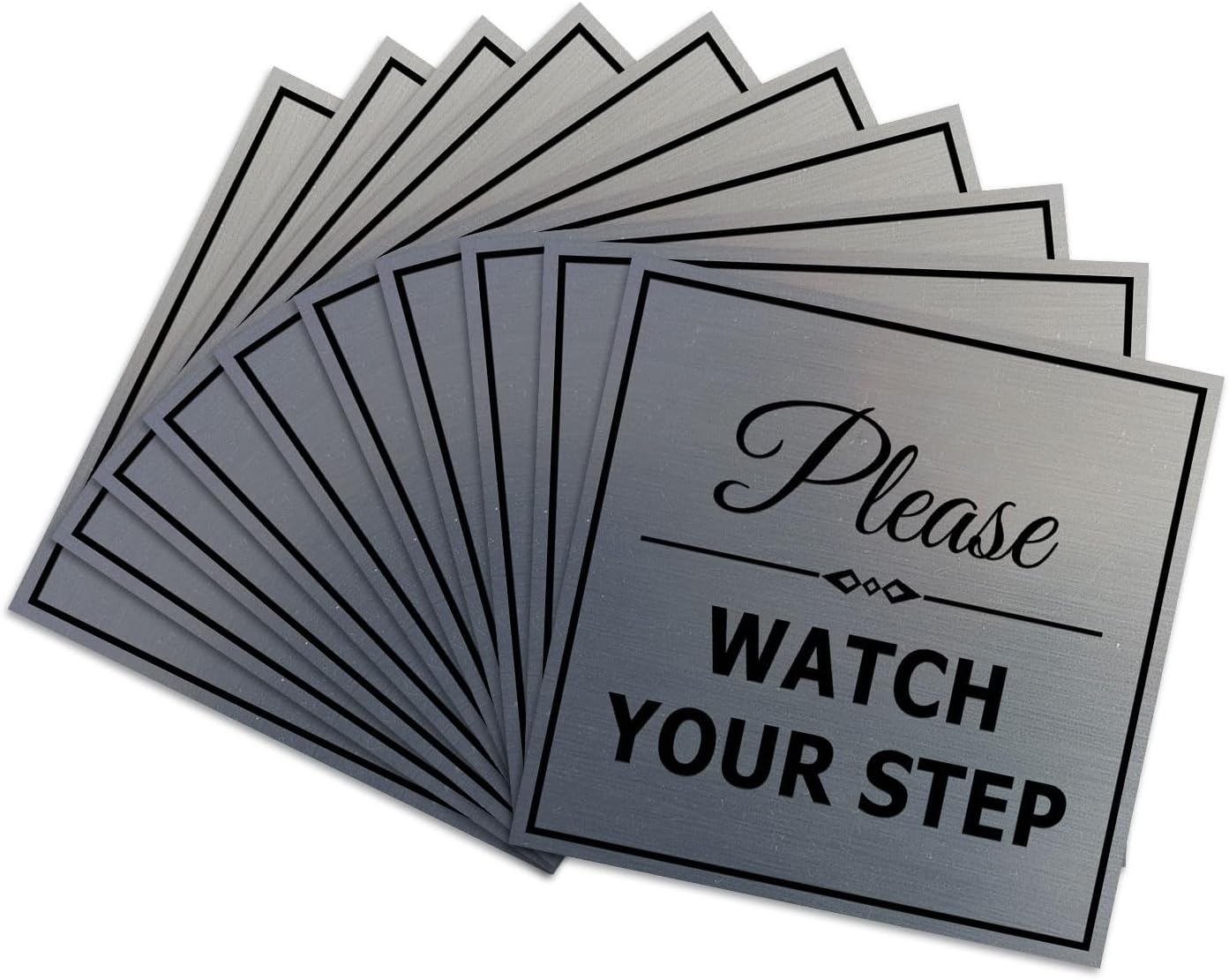 Square Classy Please Watch Your Step Sign - 10 Pack Safety Signs