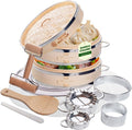 2-tier 10in Bamboo Steamer with Reinforcement & Handle - Efficient