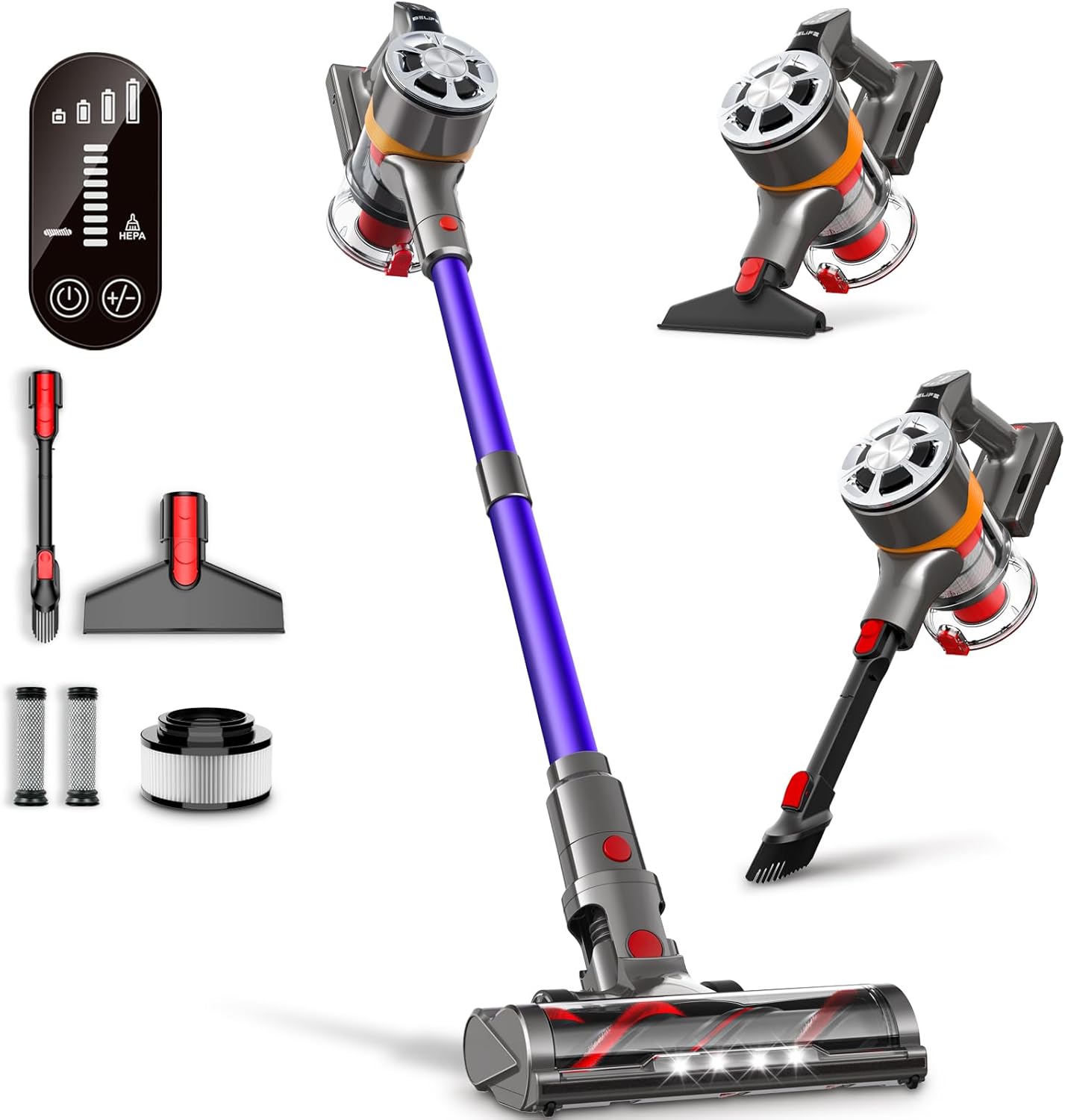 Belife S11 Cordless Vacuum Cleaner: Powerful 500W, 45Kpa Suction, 50Mins Runtime