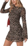 Milumia Women's Leopard Print Mini Dress Y2k - Soft Sheer Mesh Style