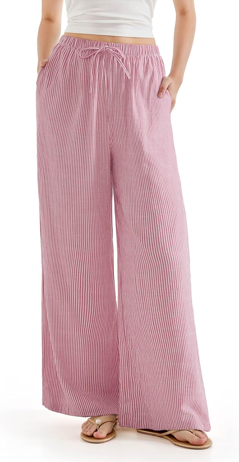 SUUKSESS Women Wide Leg Linen Pants for Summer Comfort