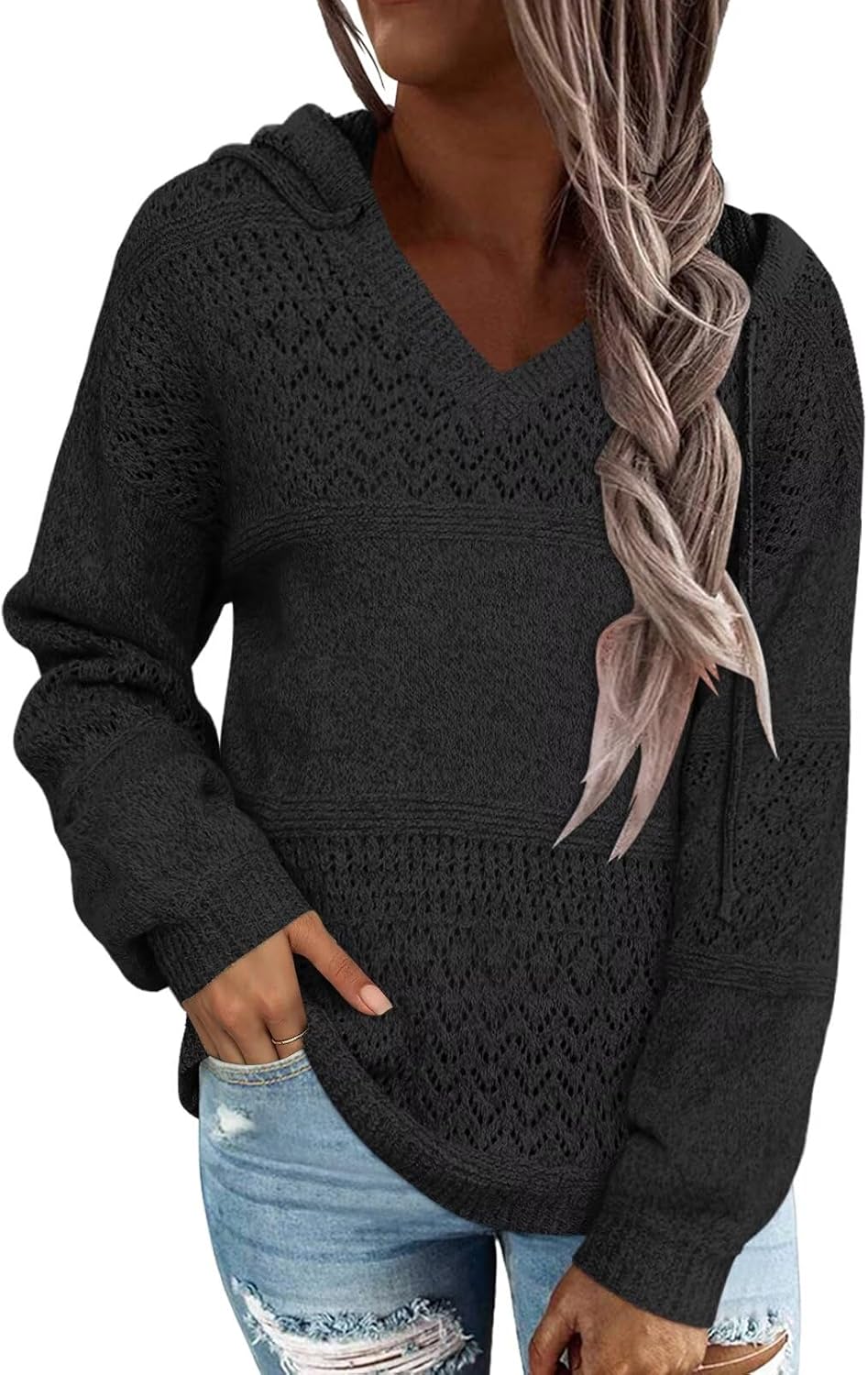 FEKOAFE Women's Striped Color Block Hoodies for Fall Fashion
