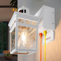 Porch Light Outdoor with GFCI Outlet - Motion Sensor Dusk-to-Dawn