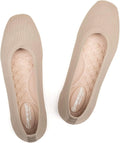 Womens Square Toe Knit Slip On Flats - Cushioned Work Comfort