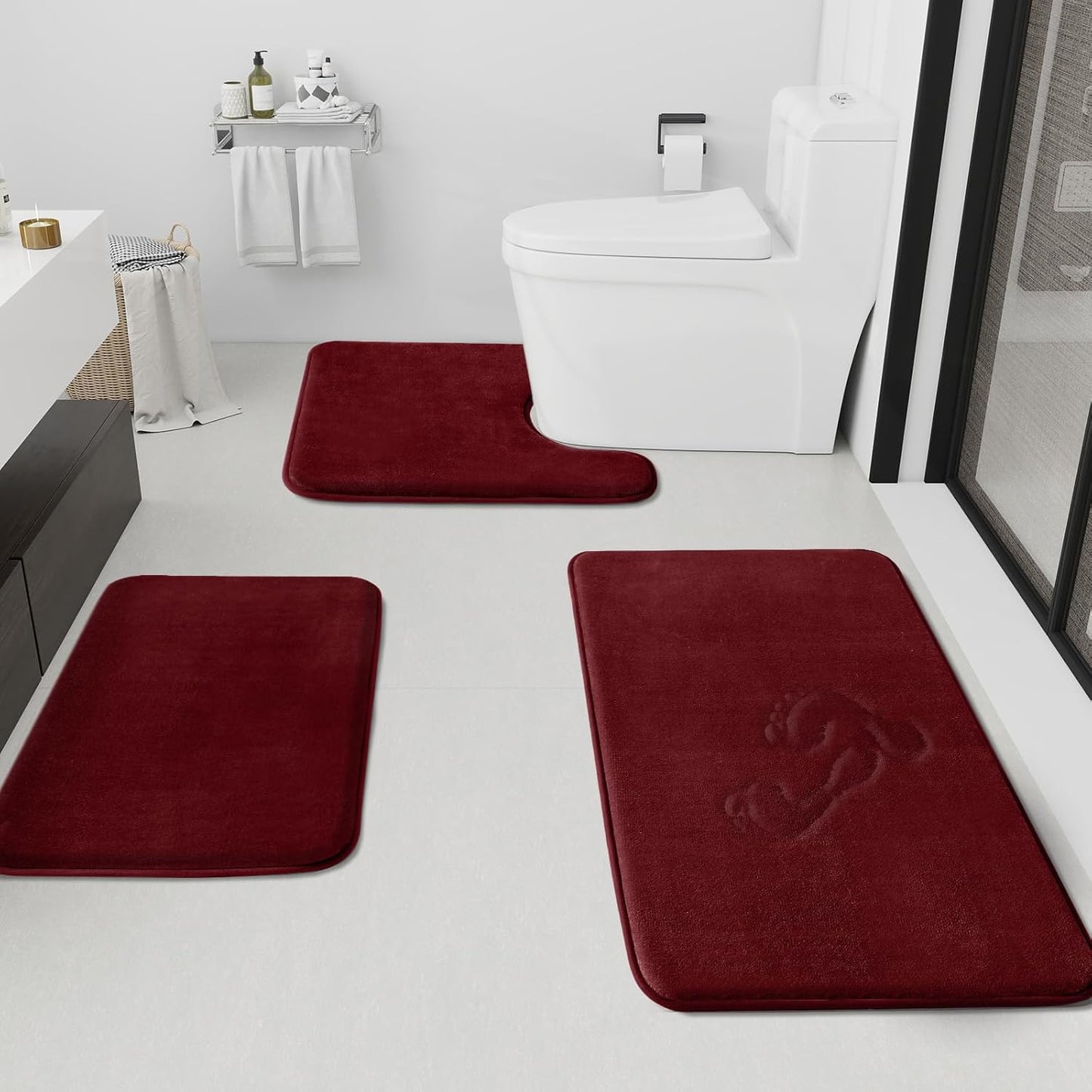 HUXMEYSON Bathroom Rugs Set - Ultra Soft Non-Slip Bath Mats
