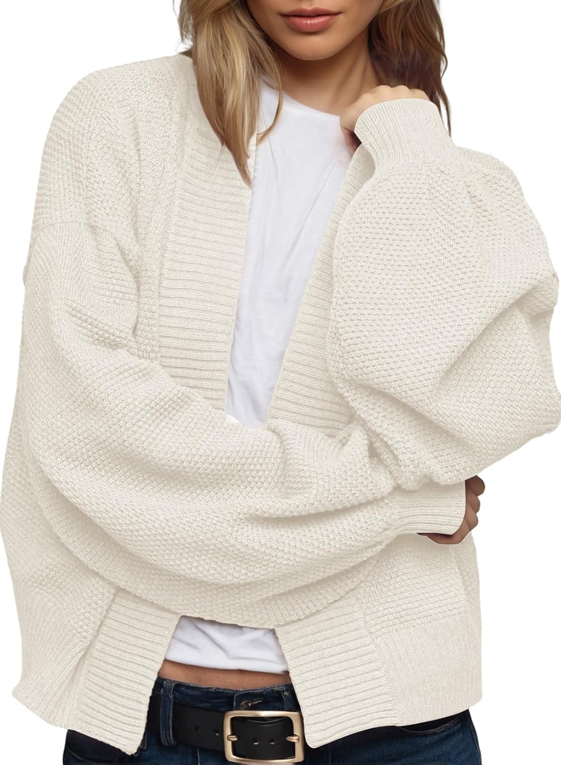 Trendy Casual Open Front Long Sleeve Chunky Cardigan Sweater