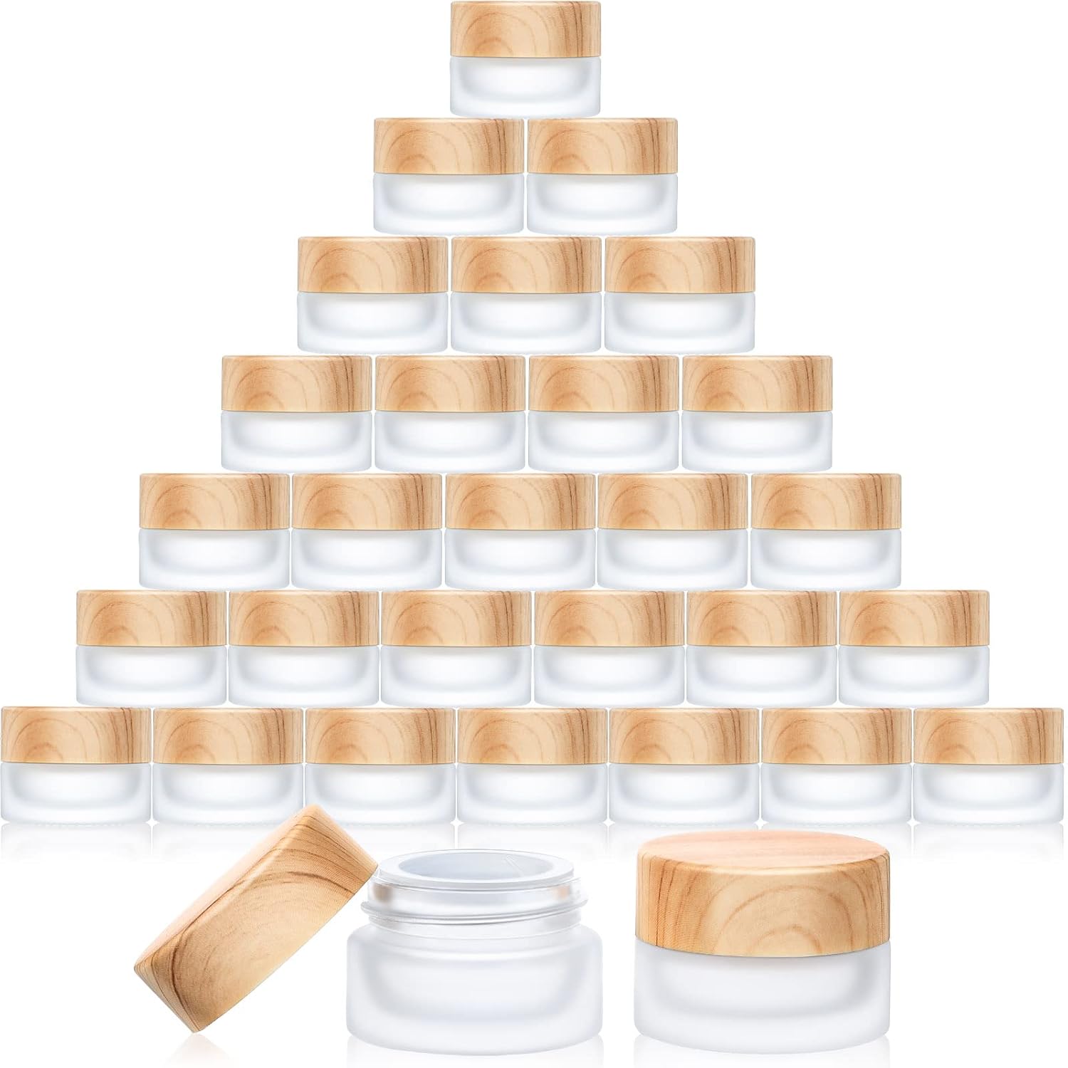 30 Pieces Glass Cosmetic Containers for Makeup and Cream Storage