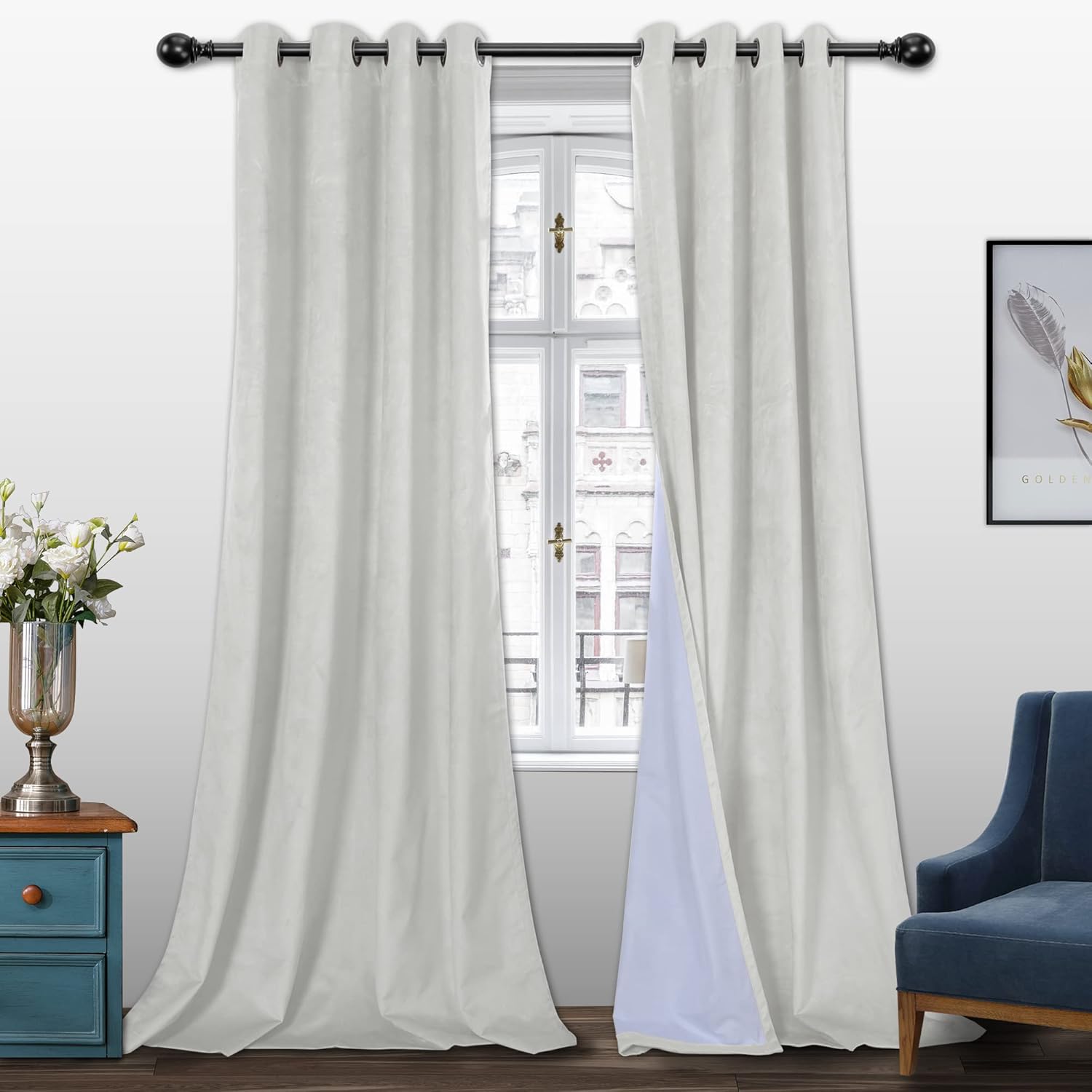 Premium 100% Blackout Velvet Curtains - Energy Saving Sun Blockers