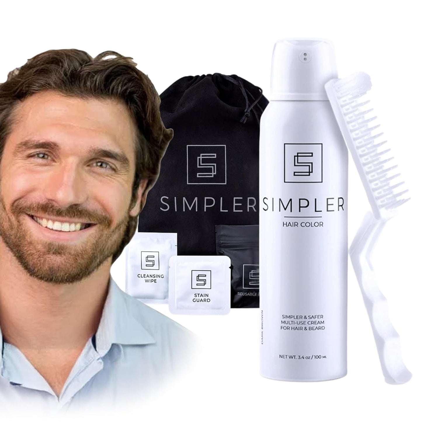 Simpler Hair Color for Men Kit - Medium Brown Gray Coverage