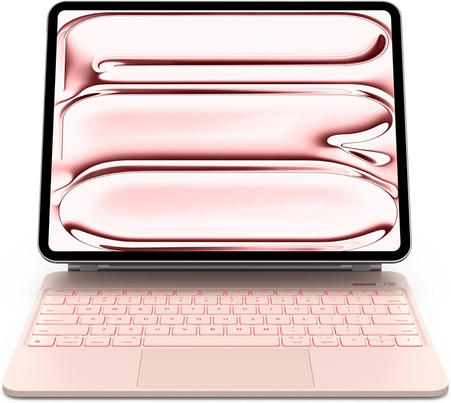 CHESONA iPad Pro 13 Case 2024: Floating Stand, Backlit Keyboard, Pink