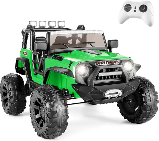 Hikole 2 Seater Electric Car with Remote Control for Kids - 3 Speeds, Music, Bluetooth