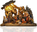 Nativity Scene Christmas Decoration with LED Lights - Warm Wooden