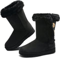 Obtaom Womens Mid Calf Faux Suede Winter Snow Boots - Warm Fit