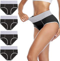 Wirapra Women's Cotton Underwear High Waist Stretch Briefs 4 Pack