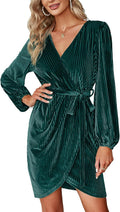 BerryGo Velvet Wrap Long Sleeve Mini Dress - Chic Party Fit