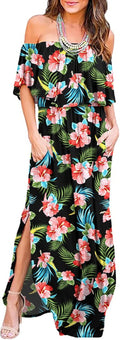 Off The Shoulder Ruffle Party Maxi Dress - Flattering Beach Split