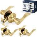 Wave Style Door Lever Privacy Handle in Brushed Gold Finish