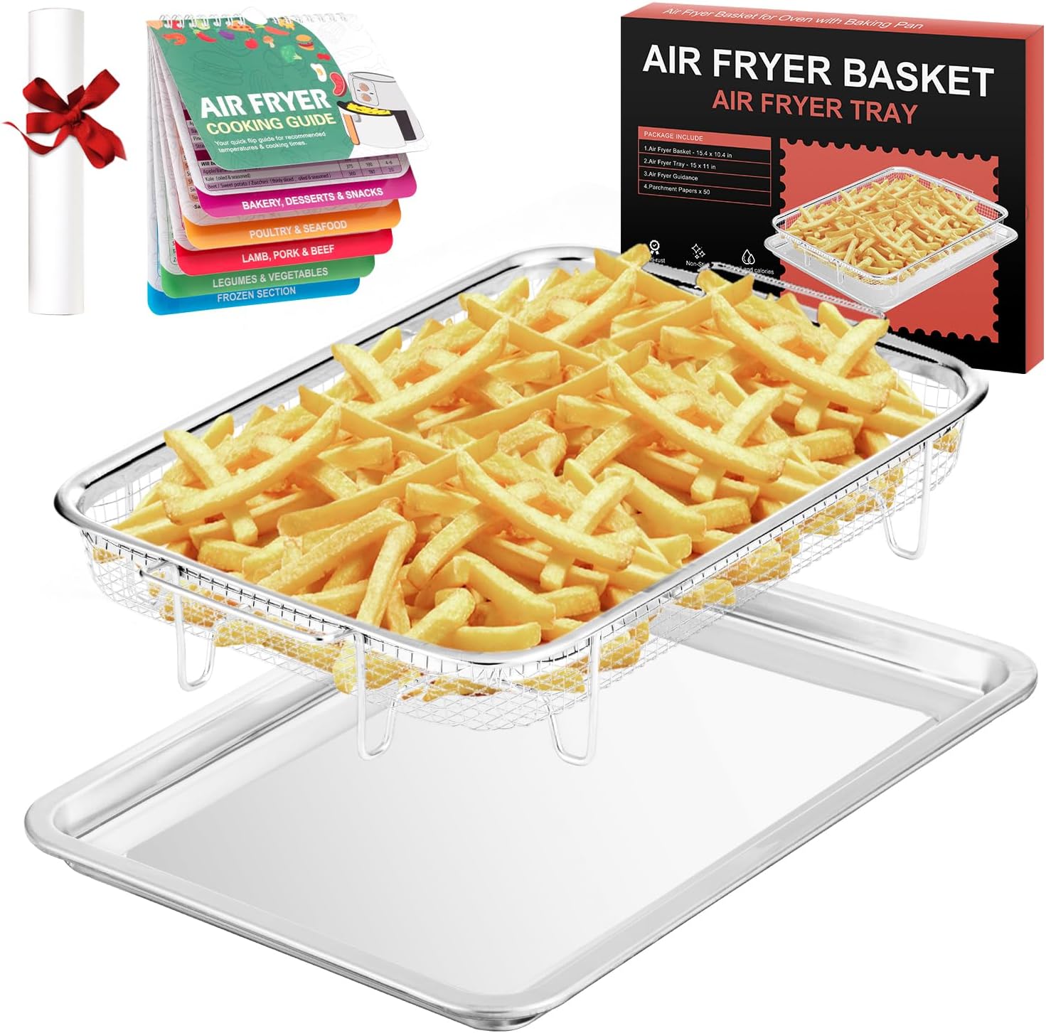 Stainless Steel Air Fryer Basket Set: Nonstick & Versatile!
