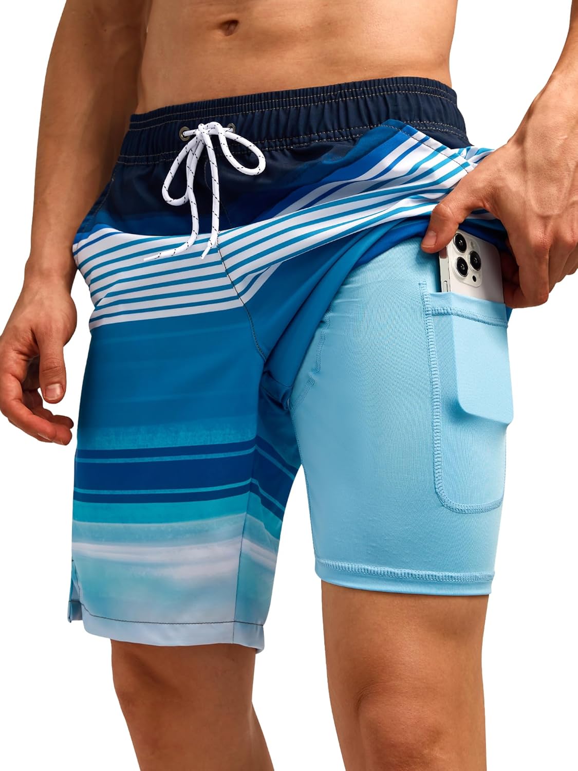 SILKWORLD Mens Swim Trunks Quick Dry Board Shorts with Pockets