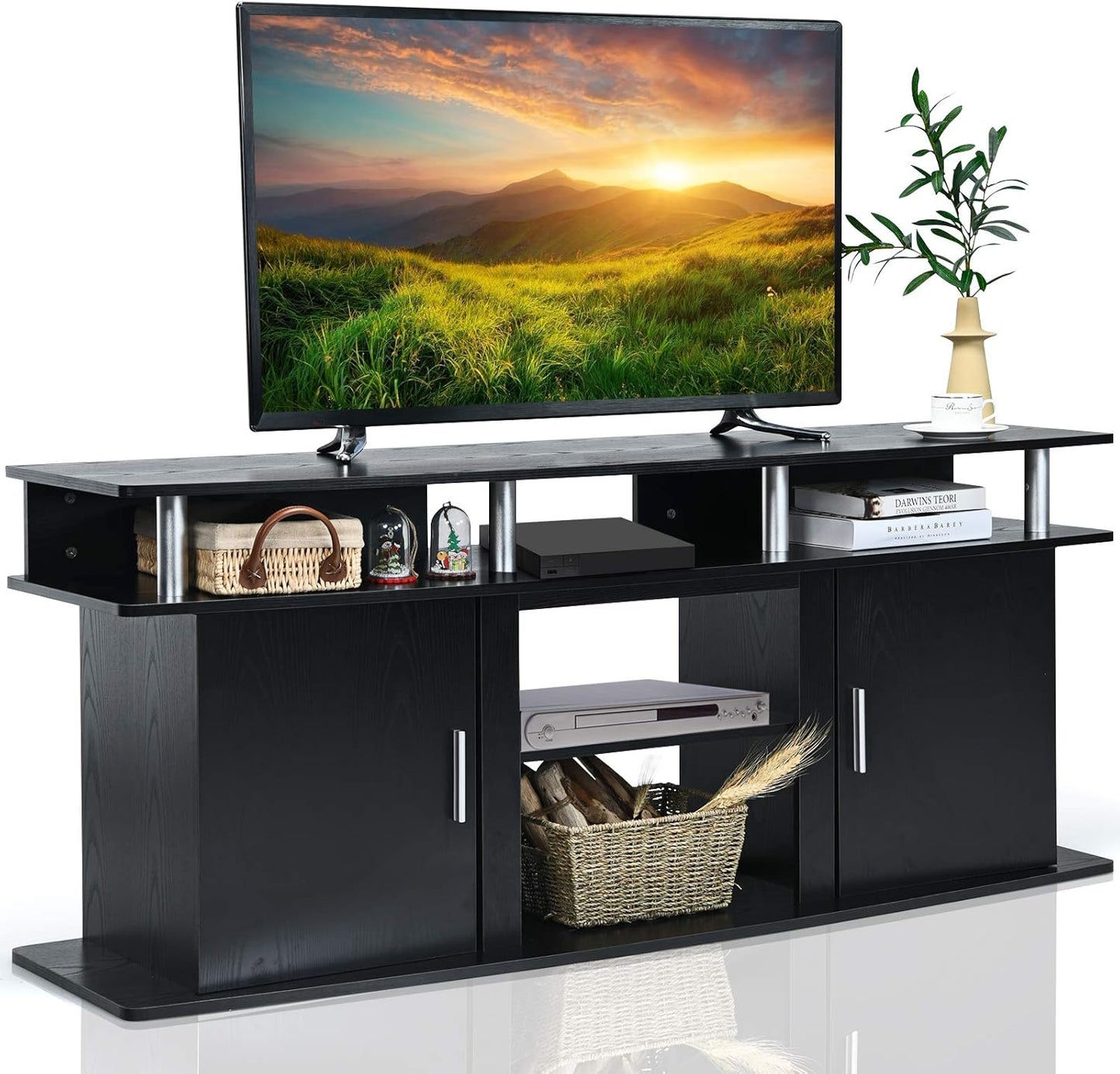 Modern TV Stand for 70 TV w/ Fireplace Option