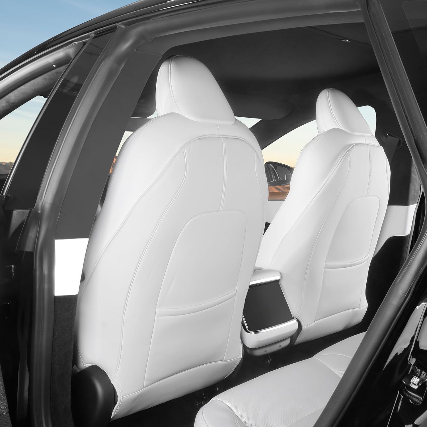 Tesla Model Y Juniper Leather Seat Back Kick Protectors Set