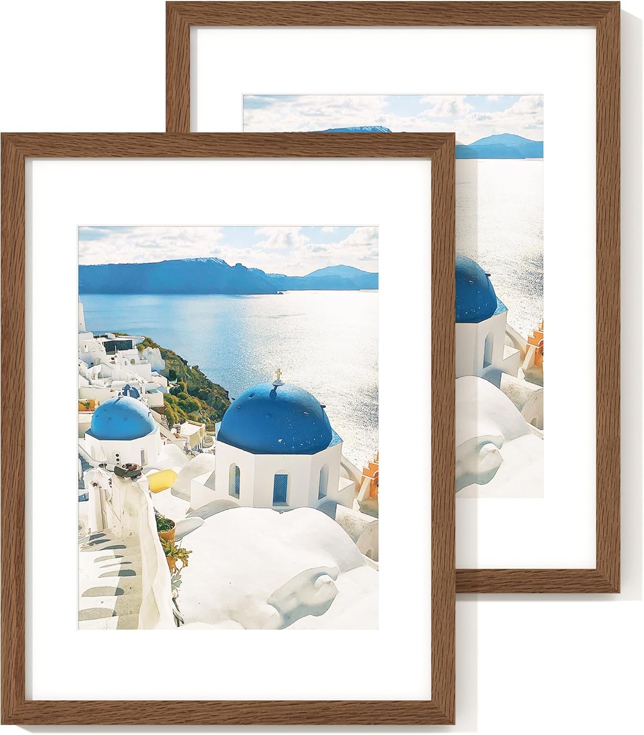 12x16 Picture Frame with Mat for 8.5x11, Solid Oak Wood