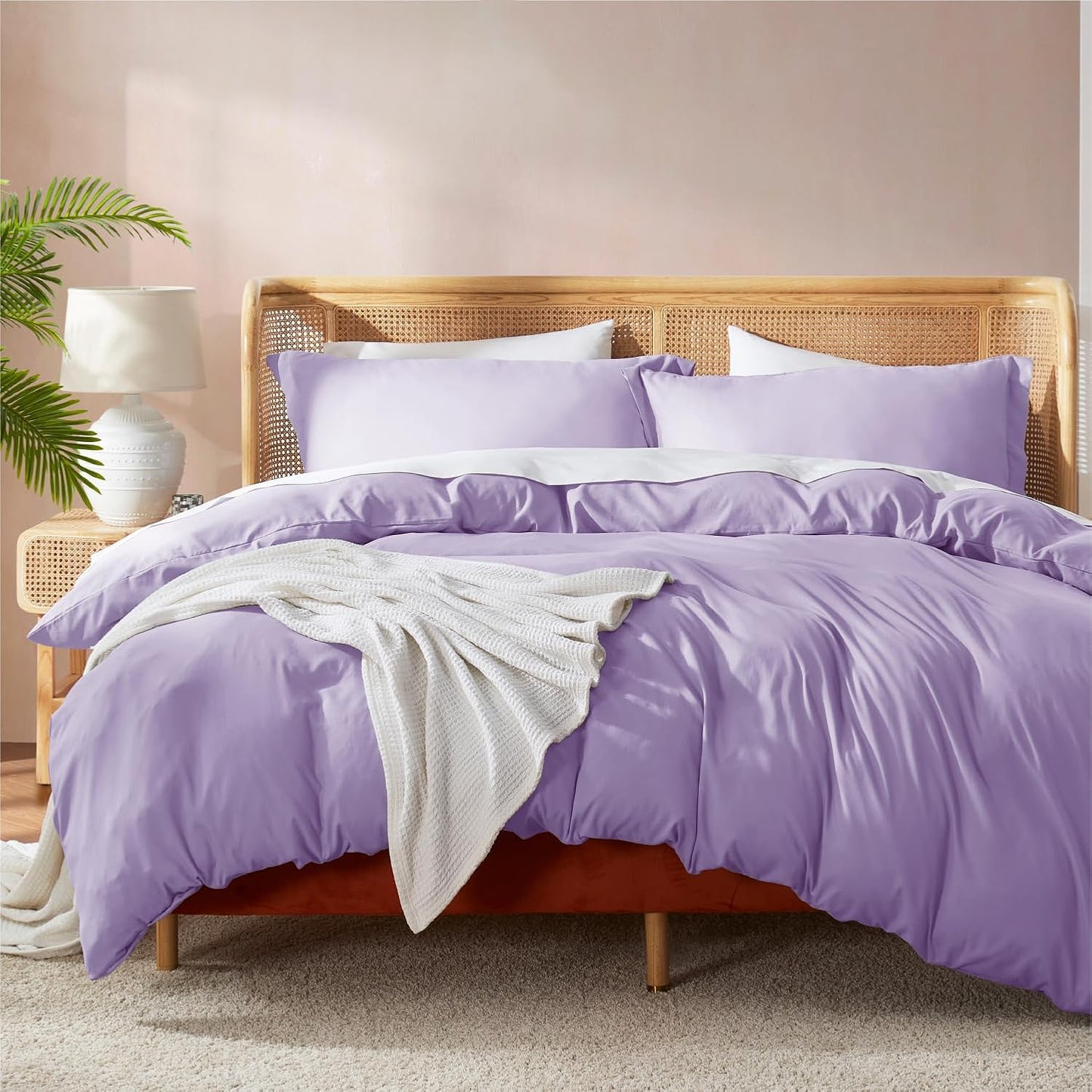 Nestl Queen Duvet Cover Set with Comforter Insert - Lavender