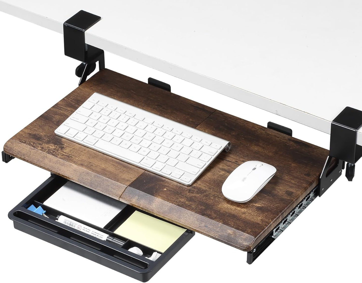 Compact Ergonomic ETHU Keyboard Tray - Space-Saving C Clamp Design