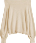Off Shoulder Knit Sweater for Women - Cozy Long Sleeve Pullover ZAFUL
