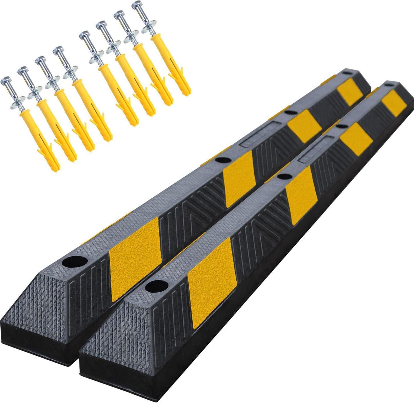 72 in Heavy-duty Rubber Parking Curb with Installation Kits