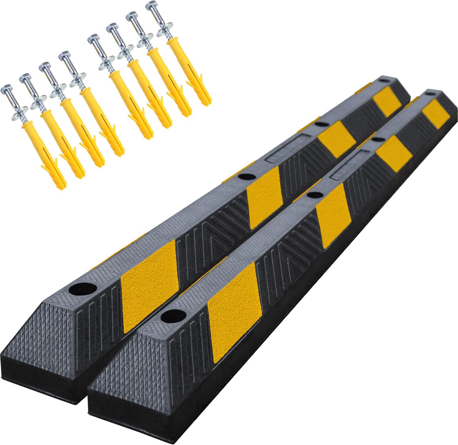 72 in Heavy-duty Rubber Parking Curb with Installation Kits