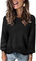 JOCAFIYE Womens V Neck Lightweight Crochet Pullover - Soft