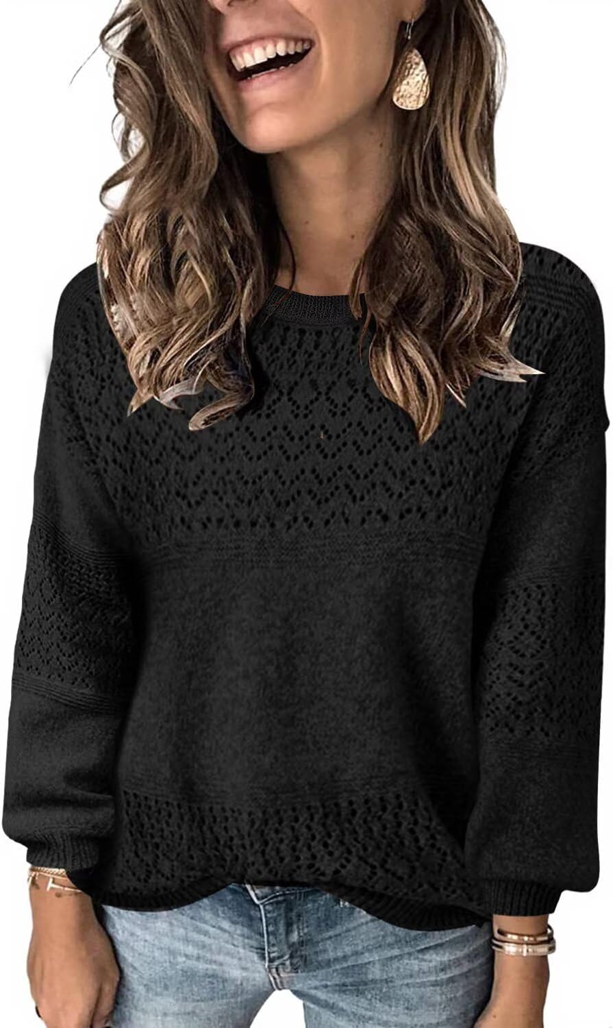 Lightweight V Neck Pullover Sweater for Women by JOCAFIYE