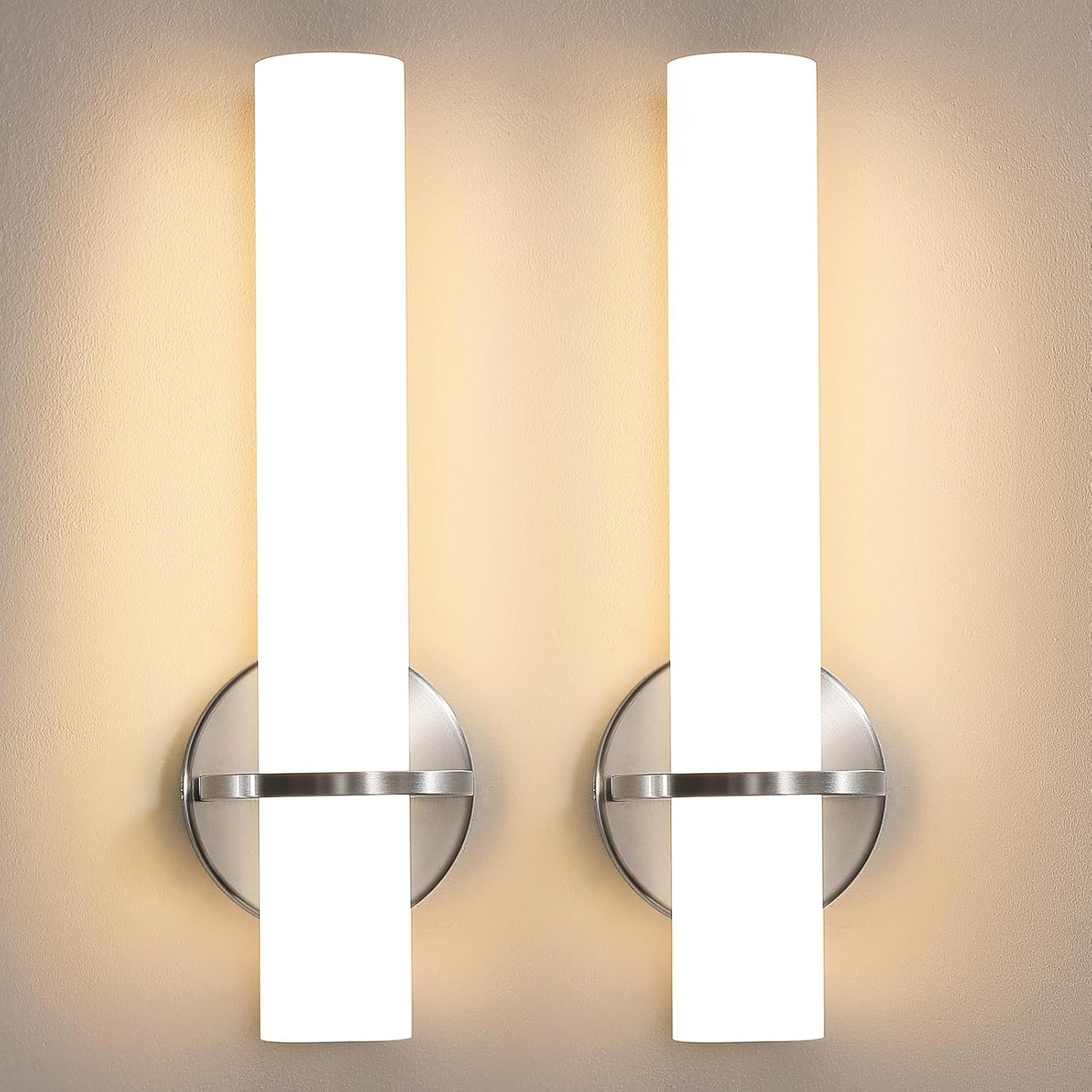 Brushed Nickel Wall Sconces Set of Two - Modern Indoor Lighting
