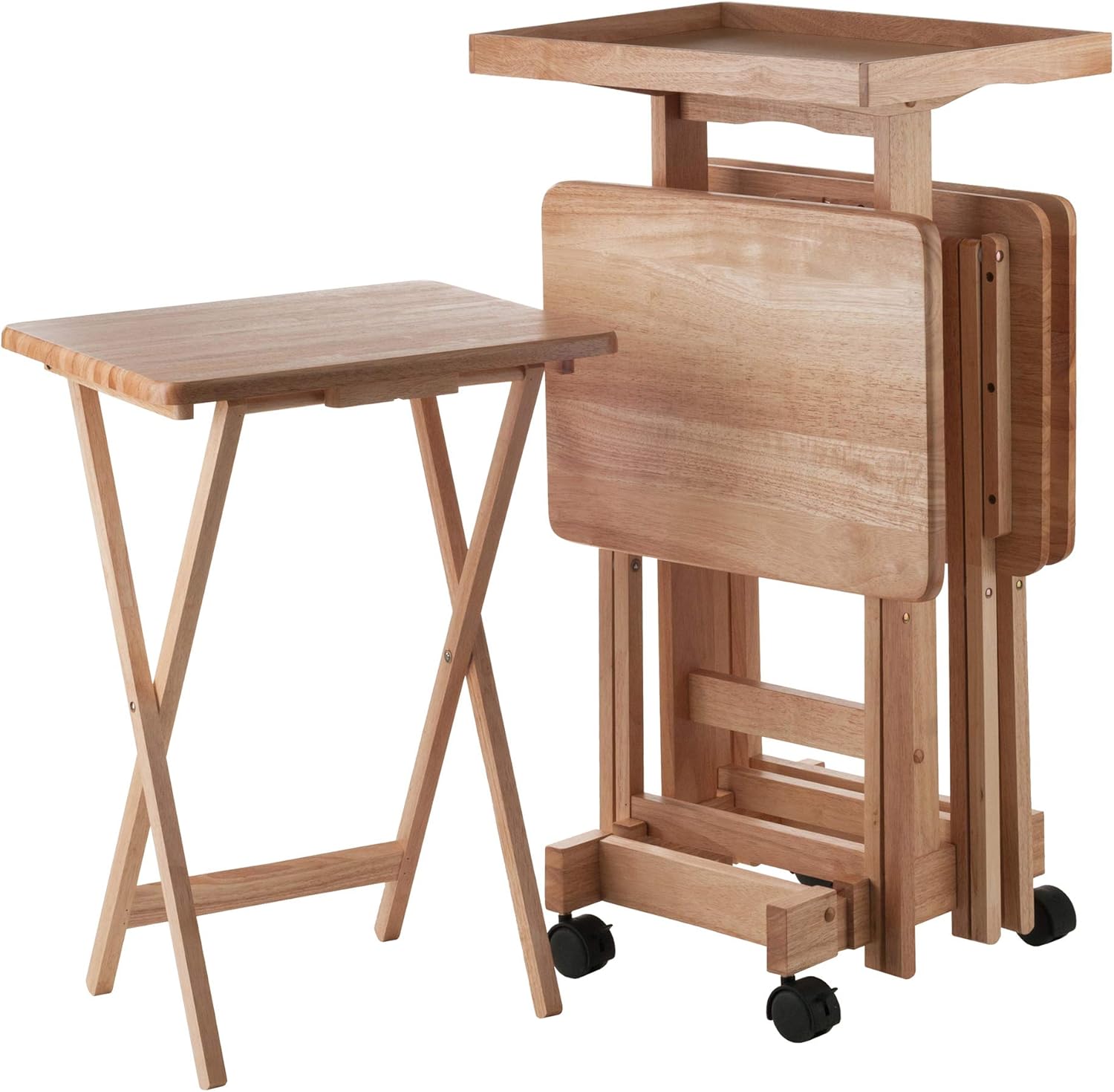 Space-Saving Natural Snack Table Set