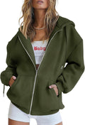 Women's Zip Up Y2K Hoodie Jacket - Cozy Fleece Lined Track Top