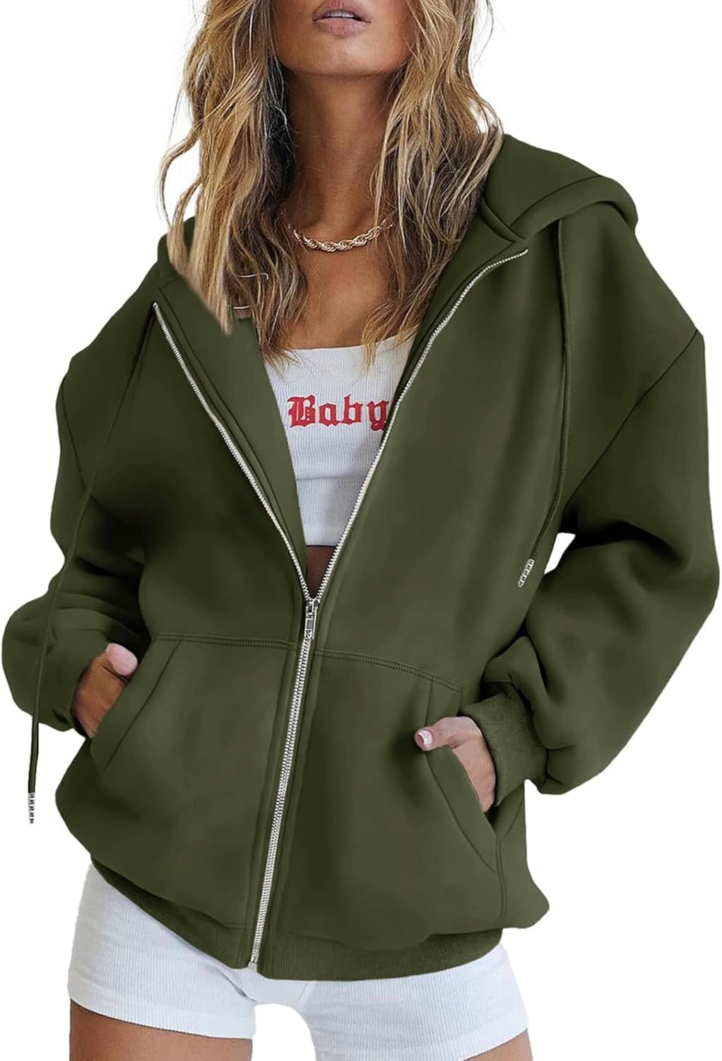 PRETTYGARDEN Women's Zip Up Y2K Hoodies for Casual Style