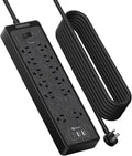 NTONPOWER Flat Plug Extension Cord 25 Ft Surge Protector - 12 Outlets