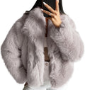 COZYPOIN Womens Faux Fur Jacket Cropped Fluffy Coat - Dressy Winter =