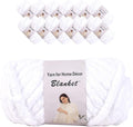 Chenille Chunky Yarn White 12-Pack 3kg - Thick Bulky for Arm Knitting