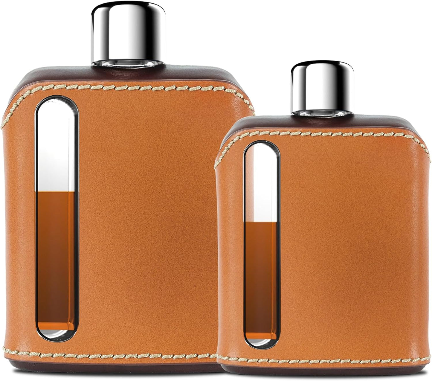 Ragproper Modern Glass Hip Flask - Elegant Leather Covered Flask