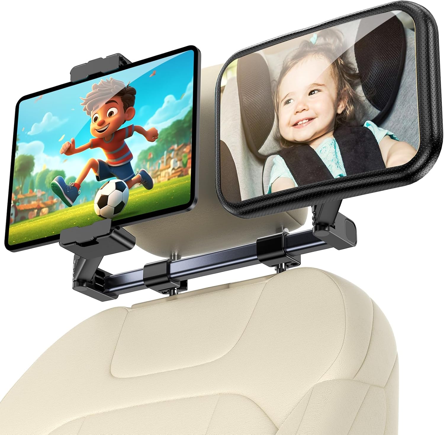 Safe View: Baby Car Mirror with Tablet Holder
