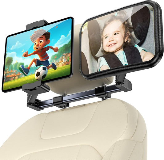 Safe View: Baby Car Mirror with Tablet Holder