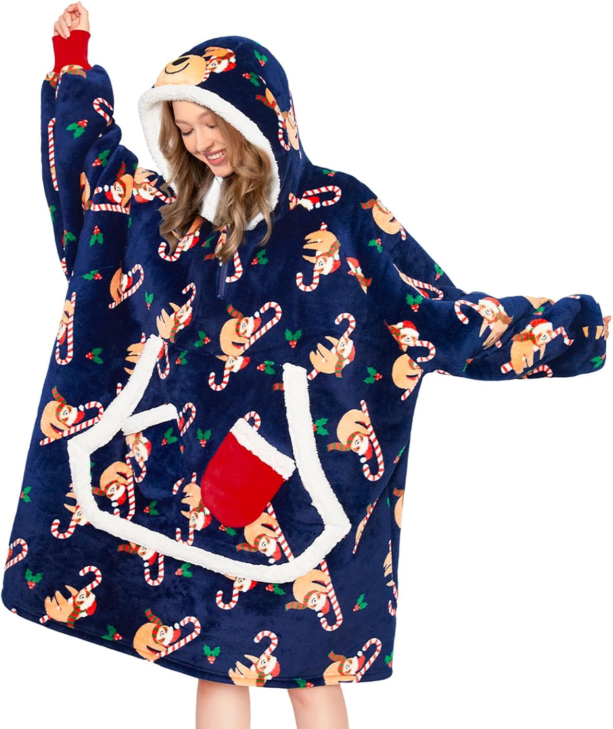Wearable Blanket Hoodie for Adults - Cozy Oversized Fluffy Design