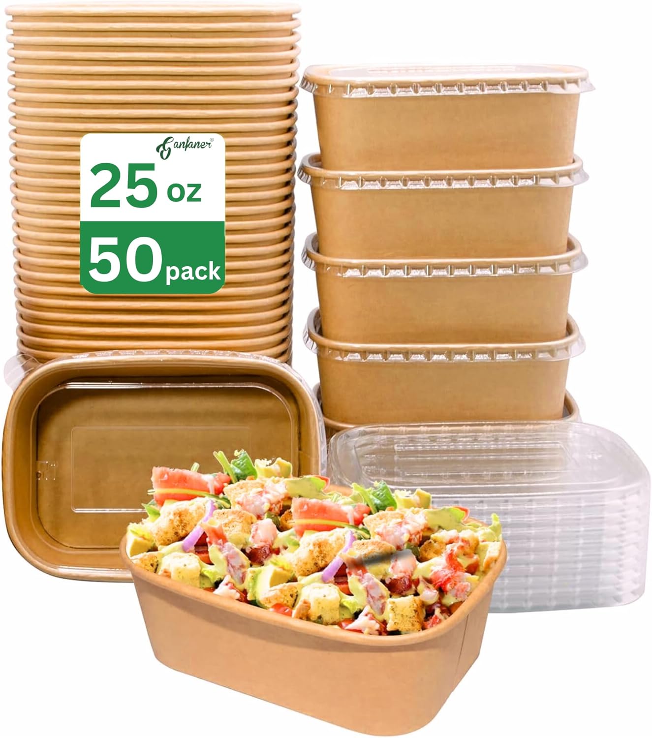 25oz Large Paper Bowls Disposable for Meal Prep and Parties