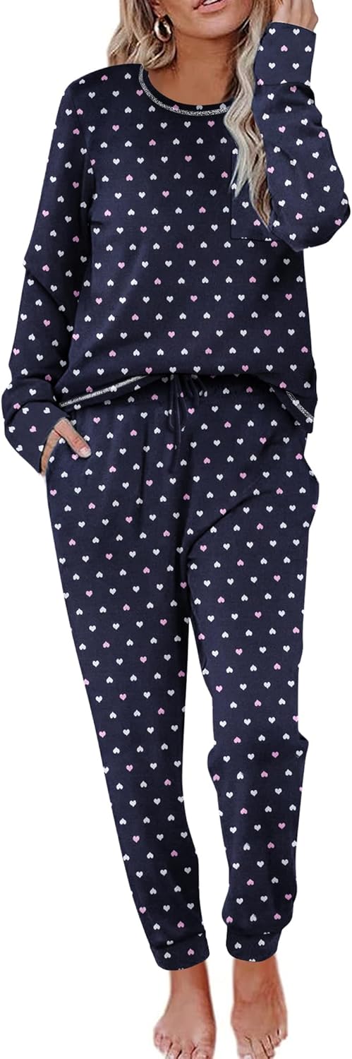 Ekouaer Pajamas Women's Long Sleeve Pj Set Soft Loungewear